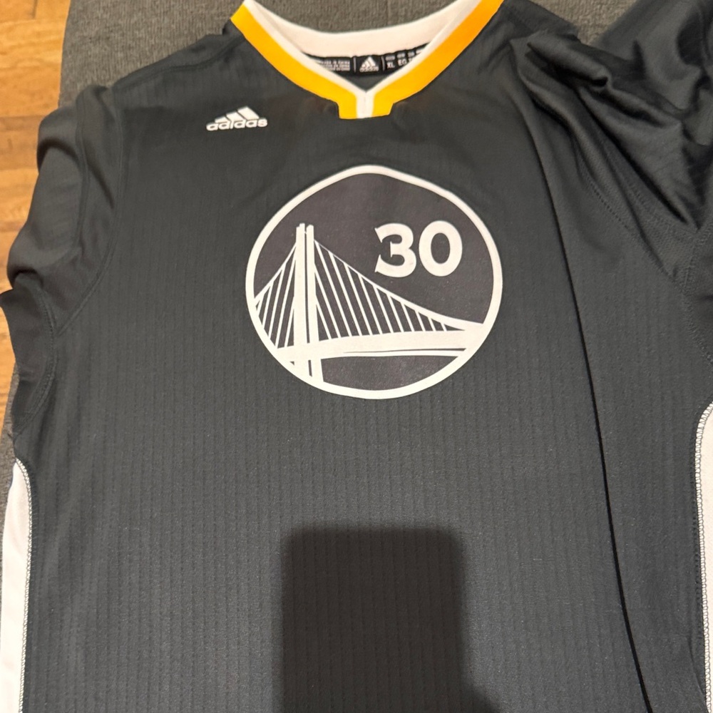 Adidas Black Warriors Jersey with White and Yellow Accents